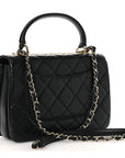 Lambskin Quilted Small Trendy CC Dual Handle Flap Bag Black
