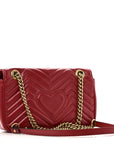 Calfskin Matelasse Small GG Marmont Shoulder Bag Hibiscus Red