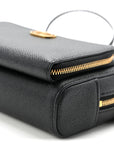 Grained Calfskin Caro Double Pouch Black