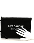 Linen Canvas Rive Gauche Zipped Pouch Black