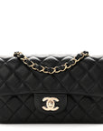 Lambskin Quilted Mini Rectangular Flap Black