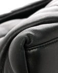 Lambskin Quilted Medium Loulou Puffer Monogram Chain Satchel Black