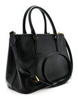 Saffiano Small Galleria Double Zip Tote Black