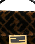 Shearling Vitello Dolce Macro FF 1974 Mini Baguette Tobacco Black