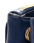 Saffiano Lux Medium Galleria Double Zip Tote Bluette