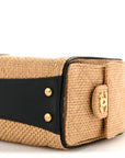 Braided Raffia Calfskin Quilted Mini CHNL 25 Handbag Beige Black