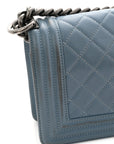 Lambskin Quilted Small Boy Flap Light Blue