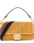 X SARA COLEMAN Canvas Vitello King Seta FF Fish Eye Embroidered Baguette Mostarda White Ice