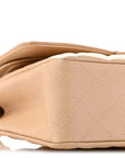 Iridescent Caviar Quilted Medium Double Flap Beige