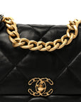 Goatskin Quilted Large CHNL 19 Flap Black