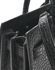 Calfskin Crocodile Embossed Baby Sac De Jour Black