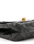 Glazed Calfskin Quilted Reissue Double Flap Clutch Black