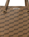Coated Canvas BB Monogram Large Signature East West Shopper Bag Beige Brown