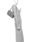 Caviar Quilted Medium Double Flap Grey