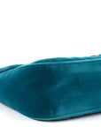 Velvet Matelasse Small GG Marmont Shoulder Bag Pavone Cyan