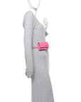 Calfskin Crocodile Embossed La Ceinture Bello Double Tour Belt Bag Pink