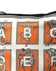 Satin Mythical Alphabet Drawstring Pouch Orange Black White