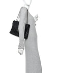 Calfskin Y Quilted Monogram Medium Loulou Chain Satchel Black