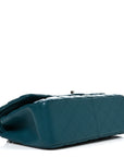 Lambskin Quilted Jumbo Double Flap Turquoise