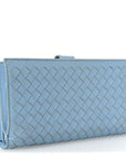 Nappa Intrecciato Continental Flap Wallet Light Blue