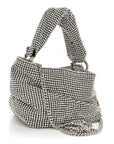 Satin Crystal Embellished Bonny Shoulder Bag Silver