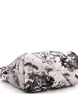 Re-Nylon Padded Printed Medium Tote Bag Black White
