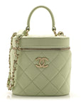 Lambskin Quilted Trendy Vanity Case Sea Green