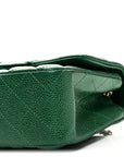 Metallic Caviar Quilted Mini Rectangular Flap Green