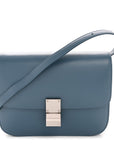 Box Calfskin Medium Classic Box Flap Bag Slate Blue