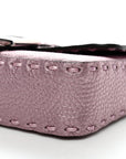 Metallic Cuoio Roma Sellerissima Nappa Sintetica Tape Stitch Mini Baguette Rosa Placca Argento