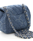 Denim CC Quilted Mini Square Flap Blue