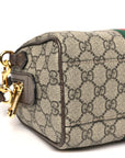 GG Supreme Monogram Textured Dollar Calfskin Web Mini Ophidia Top Handle Bowler Bag Beige Ebony New Acero