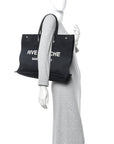 Linen Calfskin Rive Gauche Tote Black