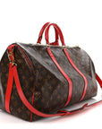 Calfskin Monogram Keepall Bandouliere 50 Coquelicot