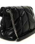 Lambskin Quilted Small Loulou Puffer Monogram Chain Satchel Black