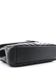Sheepskin Matelasse Chevron Monogram Medium College Bag Black