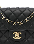 Lambskin Quilted Mini Rectangular Flap Black