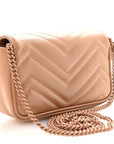 Calfskin Matelasse Monochrome Super Mini GG Marmont Shoulder Bag Camelia