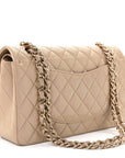 Iridescent Caviar Quilted Medium Double Flap Dark Beige