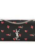 Calfskin Medium Heart Bolts Monogram Kate Satchel Black