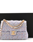 Tweed Quilted Pearl Twist Mini Rectangular Flap Purple