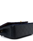 Felt Quilted Paris-Hamburg Charms Mini Rectangular Flap Black Dark Navy