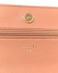 Lambskin Quilted CHNL 19 Wallet On Chain WOC Brown