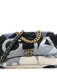 Silk Maxi Scarf CHNL 19 Flap Black Blue White