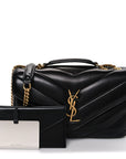 Lambskin Chevron Quilted Small Loulou Black