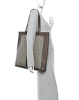 GG Supreme Monogram Web Large Ophidia Vertical Shopping Tote Brown