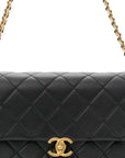 Calfskin Quilted Belt Chain Flap Black
