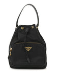 Saffiano Tessuto Nylon Mini Bucket Crossbody Bag Black