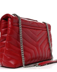 Calfskin Y Quilted Monogram Medium Loulou Chain Satchel Red