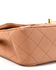 Lambskin Quilted Mini Rectangular Flap Brown
